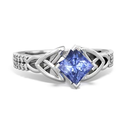 Tanzanite Celtic Knot 5Mm Square Engagement 14K White Gold ring R26445SQ