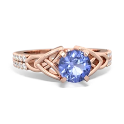 Tanzanite Celtic Knot 6Mm Round Engagement 14K Rose Gold ring R26446RD