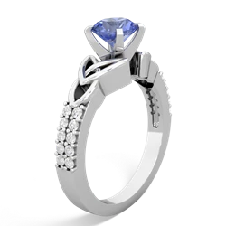 Tanzanite Celtic Knot 6Mm Round Engagement 14K White Gold ring R26446RD