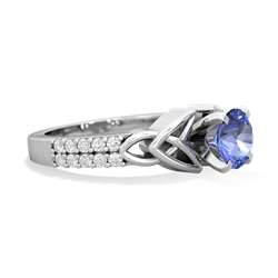 Tanzanite Celtic Knot 6Mm Round Engagement 14K White Gold ring R26446RD