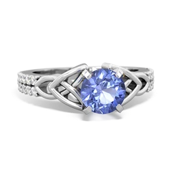 Tanzanite Celtic Knot 6Mm Round Engagement 14K White Gold ring R26446RD