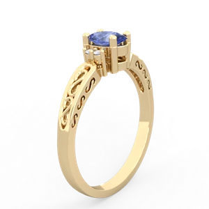 Tanzanite Filligree Scroll Oval 14K Yellow Gold ring R0812