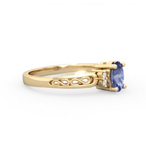 Tanzanite Filligree Scroll Oval 14K Yellow Gold ring R0812