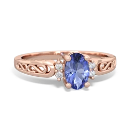 Tanzanite Filligree Scroll Oval 14K Rose Gold ring R0812