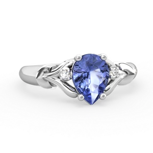 Tanzanite Precious Pear 14K White Gold ring R0826