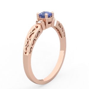 Tanzanite Filligree Scroll Round 14K Rose Gold ring R0829