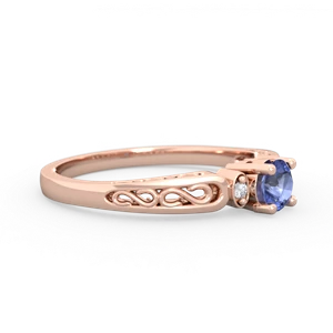 Tanzanite Filligree Scroll Round 14K Rose Gold ring R0829