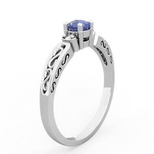 Tanzanite Filligree Scroll Round 14K White Gold ring R0829