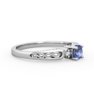 Tanzanite Filligree Scroll Round 14K White Gold ring R0829