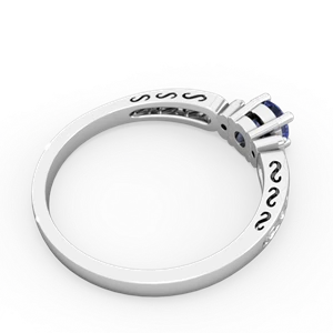 Tanzanite Filligree Scroll Round 14K White Gold ring R0829