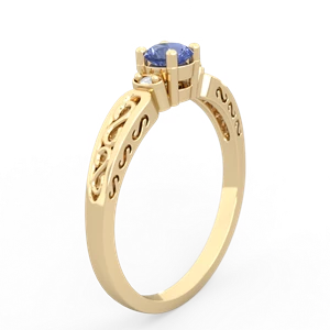 Tanzanite Filligree Scroll Round 14K Yellow Gold ring R0829