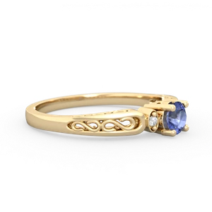 Tanzanite Filligree Scroll Round 14K Yellow Gold ring R0829