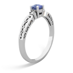 Tanzanite Filligree Scroll Round 14K White Gold ring R0829