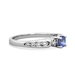 Tanzanite Filligree Scroll Round 14K White Gold ring R0829