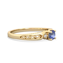 Tanzanite Filligree Scroll Round 14K Yellow Gold ring R0829