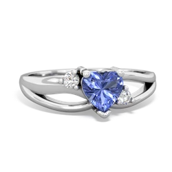 Tanzanite Split Band Swirl 14K White Gold ring R2130