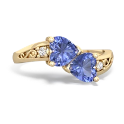 Tanzanite Snuggling Hearts 14K Yellow Gold ring R2178