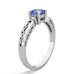 Tanzanite Filligree Scroll Square 14K White Gold ring R2430