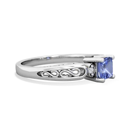 Tanzanite Filligree Scroll Square 14K White Gold ring R2430