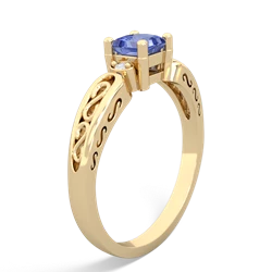 Tanzanite Filligree Scroll Square 14K Yellow Gold ring R2430