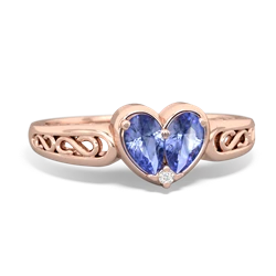 Tanzanite Filligree 'One Heart' 14K Rose Gold ring R5070