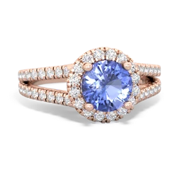 Tanzanite Pave Halo 14K Rose Gold ring R5490