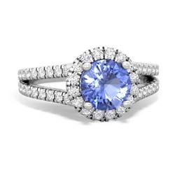 Tanzanite Pave Halo 14K White Gold ring R5490