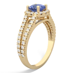 Tanzanite Pave Halo 14K Yellow Gold ring R5490