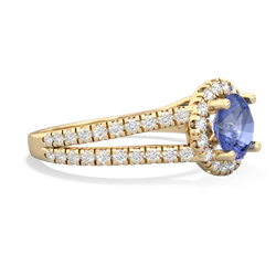 Tanzanite Pave Halo 14K Yellow Gold ring R5490