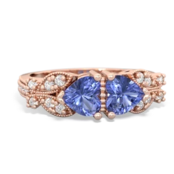 Tanzanite Diamond Butterflies 14K Rose Gold ring R5601