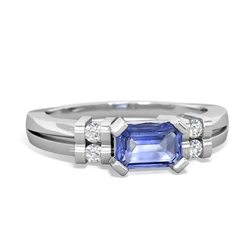 Tanzanite Art Deco East-West 14K White Gold ring R2590