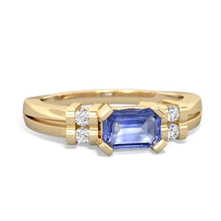 Tanzanite Art Deco East-West 14K Yellow Gold ring R2590