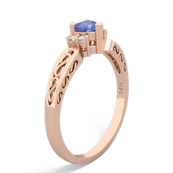 Tanzanite Filligree Scroll Heart 14K Rose Gold ring R2429