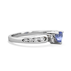 Tanzanite Filligree Scroll Heart 14K White Gold ring R2429