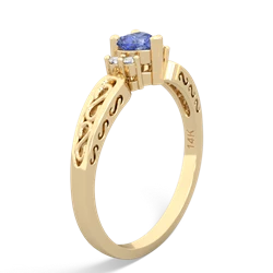 Tanzanite Filligree Scroll Heart 14K Yellow Gold ring R2429