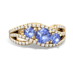 Tanzanite Three Stone Aurora 14K Yellow Gold ring R3080