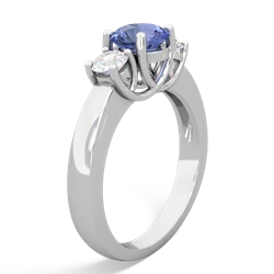 Tanzanite Diamond Three Stone Round Trellis 14K White Gold ring R4018