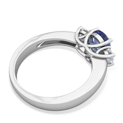 Tanzanite Diamond Three Stone Round Trellis 14K White Gold ring R4018