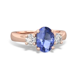 Tanzanite Diamond Three Stone Oval Trellis 14K Rose Gold ring R4024