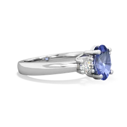 Tanzanite Diamond Three Stone Oval Trellis 14K White Gold ring R4024