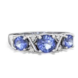 Tanzanite Hugs And Kisses 14K White Gold ring R5016