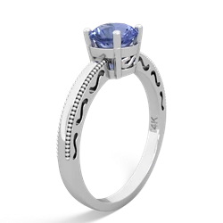 Tanzanite Milgrain Filigree 14K White Gold ring R5090