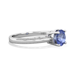 Tanzanite Milgrain Filigree 14K White Gold ring R5090