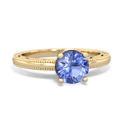 Tanzanite Milgrain Filigree 14K Yellow Gold ring R5090