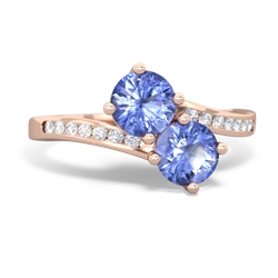 Tanzanite Channel Set Two Stone 14K Rose Gold ring R5303