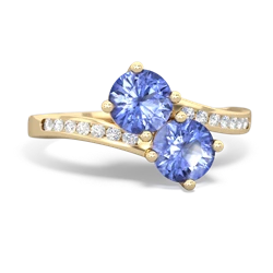 Tanzanite Channel Set Two Stone 14K Yellow Gold ring R5303