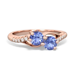 Tanzanite Infinity Pave Two Stone 14K Rose Gold ring R5285