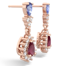 Tanzanite Halo Pear Dangle 14K Rose Gold earrings E1882