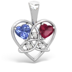 Tanzanite Celtic Trinity Heart 14K White Gold pendant P5331