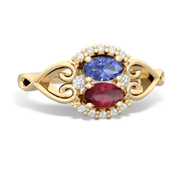 Tanzanite Love Nest 14K Yellow Gold ring R5860